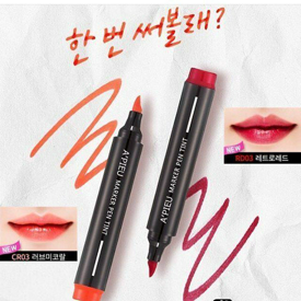 รูปภาพหน้าปกบทความ:'A’PIEU Marker Pen Tint' ลิปทินต์หัวปากกาเมจิก 6 โทนสี 6 เรียวปากน่าจุ๊บ! ♡