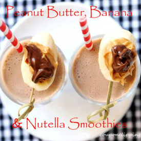 รูปภาพหน้าปกบทความ:สมูทตี้ Peanut Butter Banana and Nutella อร่อยง่ายไม่ต้องกลัวอ้วน