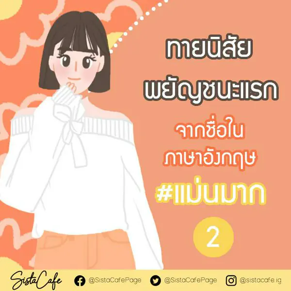 รูปภาพหน้าปกบทความ:ทายนิสัย จากพยัญชนะแรก ในชื่อภาษาอังกฤษ #แม่นมาก 🔮 (2)