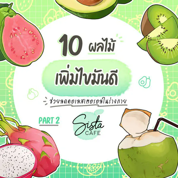 รูปภาพหน้าปกบทความ:10 ผลไม้เพิ่มไขมันดี ช่วยลดคอเลสเตอรอลในร่างกาย Part 2