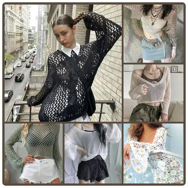 รูปภาพหน้าปกบทความ:สาวสตรีทหนึ่ง! รวม 25 ไอเดียแฟชั่น “ เสื้อตาข่ายแขนยาว ” แอบเซ็กซี่สไตล์ Y2K ไม่หนาวก็ใส่ได้