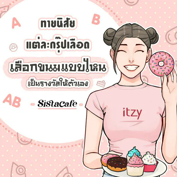 รูปภาพหน้าปกบทความ:ทายนิสัย แต่ละกรุ๊ปเลือด เลือกขนมแบบไหนเป็นรางวัลให้ตัวเอง
