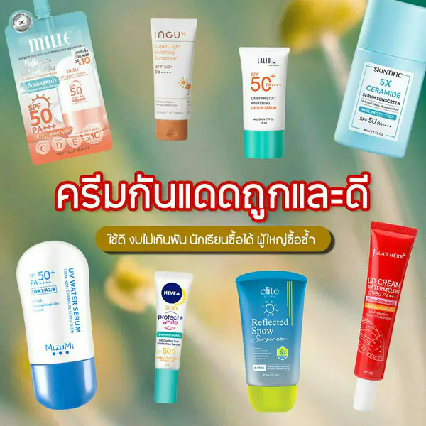 รูปภาพหน้าปกบทความ:ครีมกันแดดถูกและดี 2024 ใช้ดี งบไม่เกินพัน นักเรียนซื้อได้ ผู้ใหญ่ซื้อซ้ำ