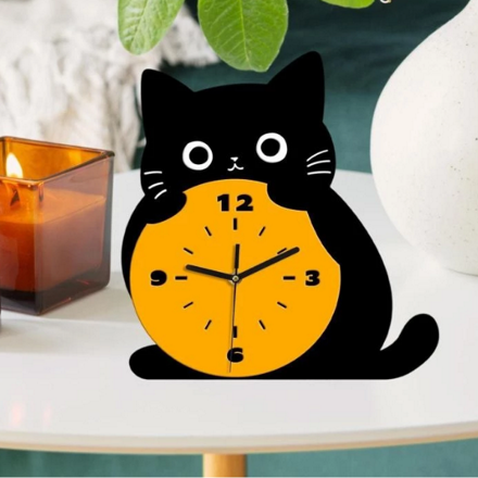รูปภาพสินค้า:นาฬิกา ตั้งโต๊ะรูปแมวดำ