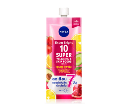 รูปภาพสินค้า:nivea extra bright 10 super vitamins skin foods body serum
