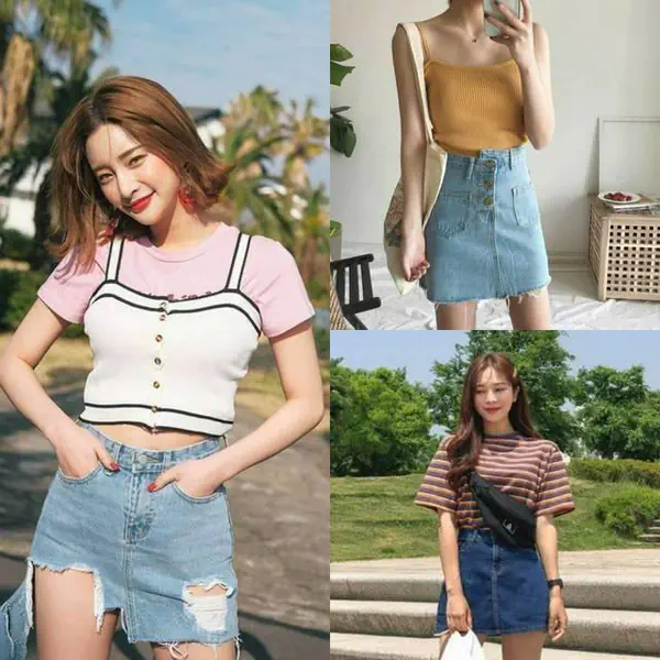 รูปภาพหน้าปกบทความ:ไอเดียแมทช์คอสตูม "กระโปรงยีนส์ทรงเอ" ในลุค Casual สดใสเข้ากับวัยรุ่น